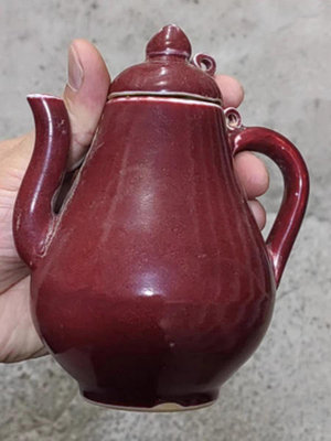 明代大明宣德年制霽紅色陶瓷茶壺尺寸14×12