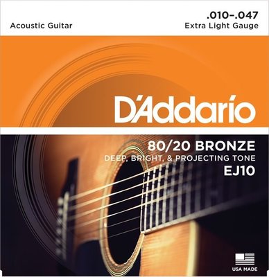 【老羊樂器店】Daddario EJ10 民謠吉他弦 10-47