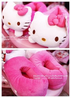 ♥小花凱蒂日本精品♥Hello Kitty凱蒂貓粉紅造型溫暖立體大頭溫暖包覆式室內拖鞋78905900 加購價299