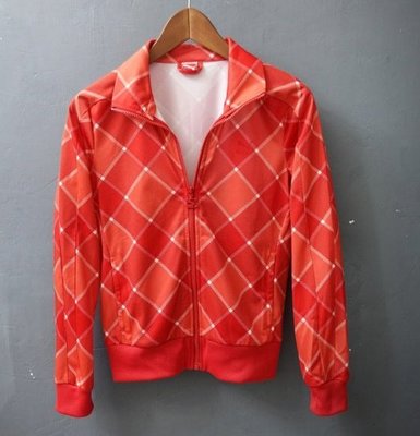 德國運動品牌 PUMA 女款 橘紅色格紋 運動外套 M號