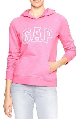 【清倉】GAP 女款 logo 帽T 薄刷毛 長袖連帽T恤 粉紅色 S 號 ~現貨在台