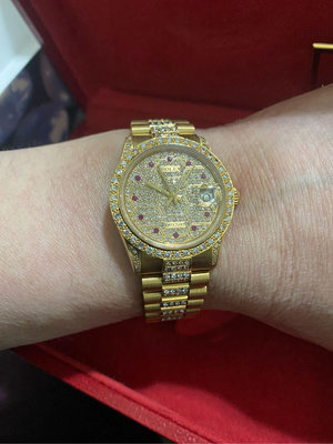 勞力士 Rolex 日誌Datejust 全金自動機械錶 Boy size 男錶女錶 直徑26mm 後鑲高級鑽+紅寶石