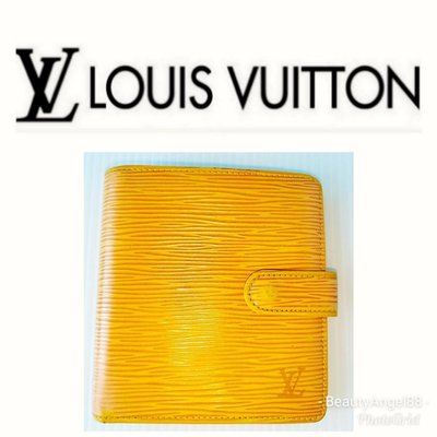 (售?)LV經典款 錢包皮夾4卡零錢袋 Louis Vuitton EPI短夾 黃色 發財夾$489 1元起標 有BV