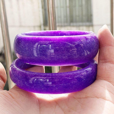 玉手鐲 翡翠色紫羅蘭手鐲加寬加厚輪胎款鐲子帝王紫手鐲~滿200元發貨
