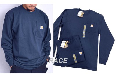 【RACE】CARHARTT K126 T-Shirt T恤 長袖 長T 薄長T恤 衛衣 LOGO 口袋 工裝 深藍