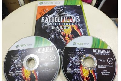 收藏絕版經典遊戲 xbox360 戰地風雲3 限量版 Battlefield3 中文版 CD1刮傷 可網路下載啟動