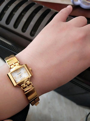 全新庫存國產精品寶石花石英錶女錶進口機芯女錶實心鋼帶鍍金方錶