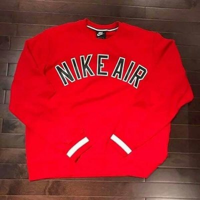 Nike air 大字 logo 復古 男款 刷毛 大學T 紅色AR1823-657 size:S M L XL