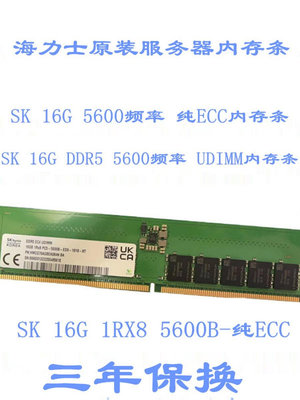 全新現代海力士16G DDR5 5600頻率純ECC服務器工作站UDIMM內存條