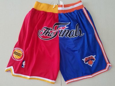 NBA休士頓火箭隊 1994決賽版 口袋版 復古籃球褲 紅藍色