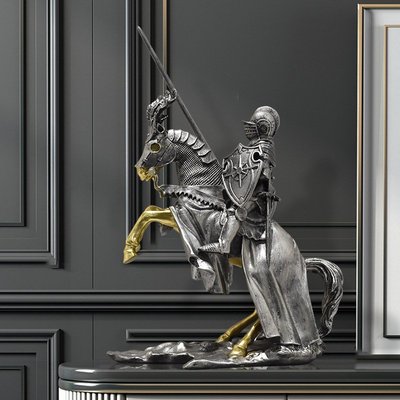 歐洲復古騎士擺件電視柜柜辦公室裝飾羅馬盔甲士兵模型家居飾品Y9739
