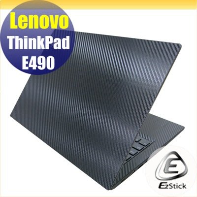 【Ezstick】Lenovo E490 Carbon黑色立體紋機身貼 (含上蓋貼、鍵盤週圍貼) DIY包膜