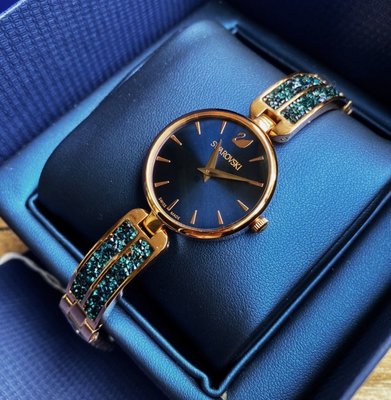 SWAROVSKI Dream Rock 藍色錶盤 鑲水晶 玫瑰金色不鏽鋼錶帶 石英 女士手錶 5519317 施華洛世奇腕錶
