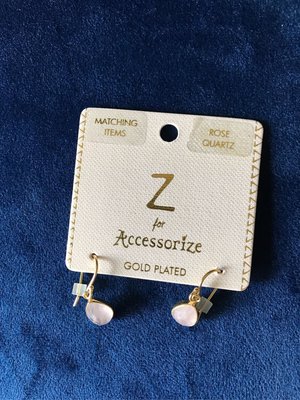 Z for Accessorize 金色 玫瑰半寶石 粉晶 Semi Precious 耳針耳環