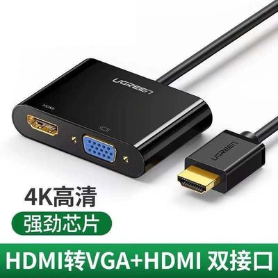 促銷 （臺灣）hdmi轉vga雙接口Micro微型hdmi轉換器接頭帶音頻一分二轉換線 可開發票