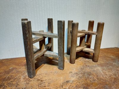 早期台灣紡織木架收線軸[一標共2件] [可當茶道具架]
