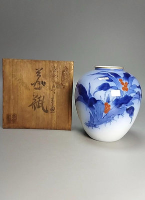 二手 日本帶回，明治老香蘭社花瓶，手繪的，精工花卉紋，不是新香蘭社 茶器 茶具 擺件【國玉之鄉】1068