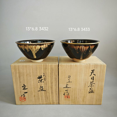 （二手）-日本 名家 桶谷定一作金覆輪天目茶盌 抹茶碗 擺件 老物件 古玩【中華拍賣行】805