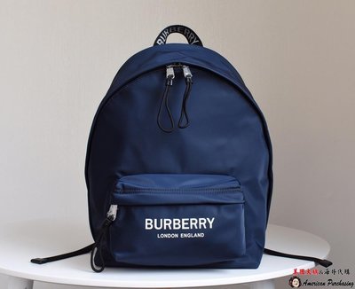 潮牌 Burberry 巴寶莉 英倫風格時尚 字母印花藍色後背包 美國outlet代購-雙喜生活館