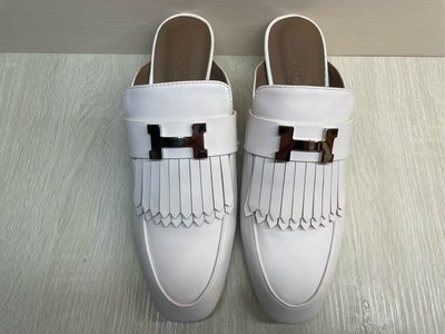 Hermès愛馬仕穆勒鞋 高級女鞋 白色穆勒鞋 女鞋 38號 二手
