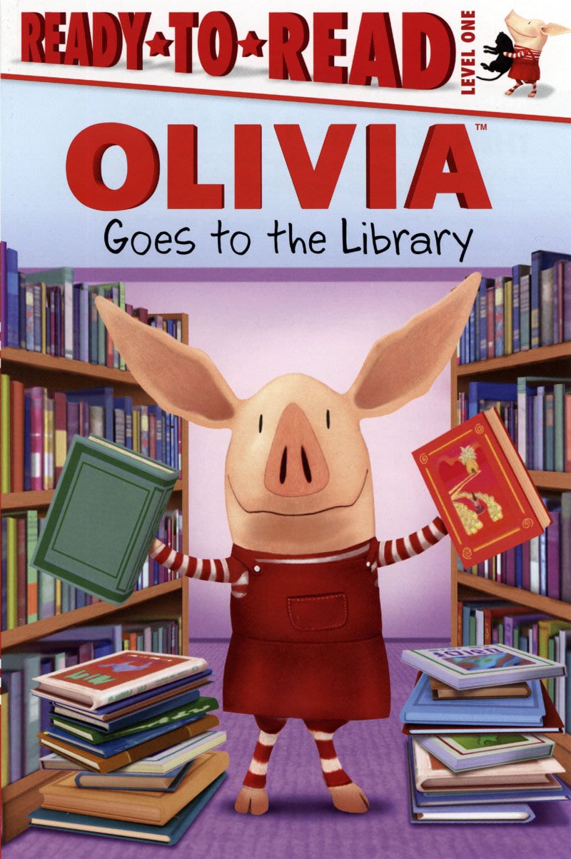 I go to the library now. Olivia book. Olivia goes. The great Olivia Library.