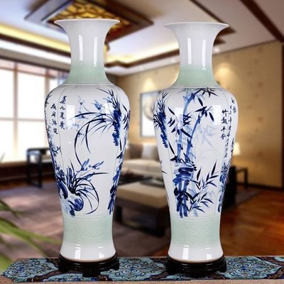 熱銷 陶瓷落地大花瓶 家居客廳插花1.2米瓷瓶 大號青花瓷器擺件