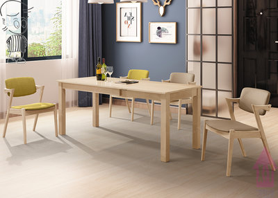 【X+Y】艾克斯居家生活館          餐桌椅系列-艾斯 6尺洗白實木拉合餐桌.不含餐椅.天然橡膠木實木.摩登家具