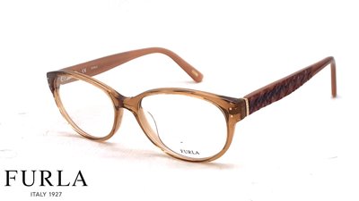 【本閣】FURLA VU4794 義大利精品光學眼鏡圓膠框 男女透明茶 COACH同型 彈簧鏡腳菱格紋