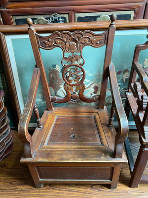 【二手】民國老椅子一把置于床上的椅子所以特別矮高度82厘米座 民俗老物件 古董 老貨【久藏館】-1562