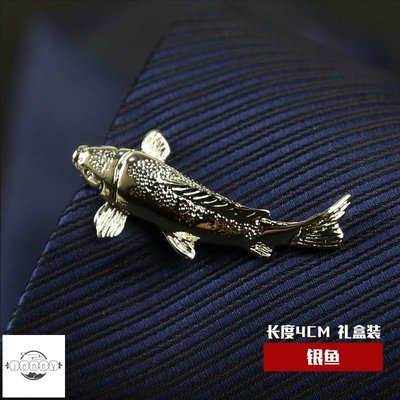 新款 領帶夾男士時尚個性精品潮商務結婚金色魚造型領夾 禮盒裝