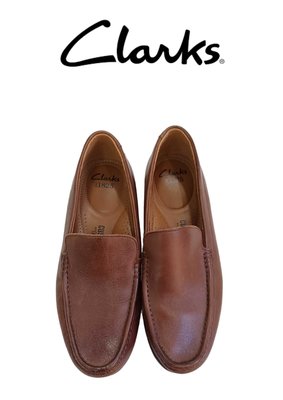 英國名牌~【CLARKS】焦糖色牛皮紳士氣墊休閒皮鞋 UK7/US8 ~GK