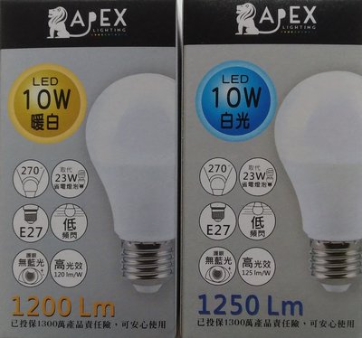 【現貨附發票】APEX 艾沛斯 10W LED燈泡 1入