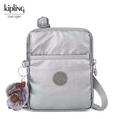 【熱賣精選】 Kipling 猴子包 金屬銀灰 K12582 mini 手機包 隨身包 斜背包 護照 旅行 輕便 輕