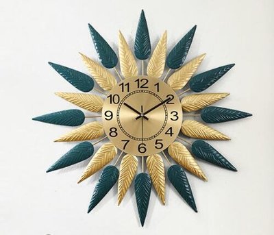 5697A 歐式 金屬鐵藝造型時鐘 創意藝術壁掛鐘牆面掛鐘 歐風金色鐵藝裝飾鐘 靜音鐘擺件