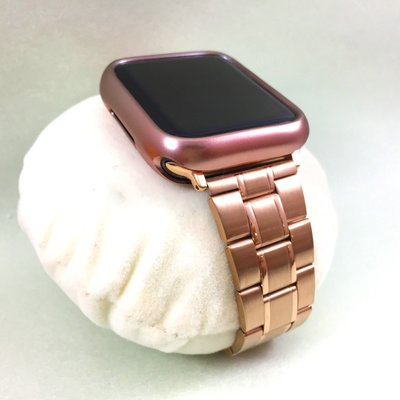 【錶帶+殼】 Apple Watch  4 玫瑰金 不鏽鋼  錶帶 TPU保護殼   40 44  可代客調整長度