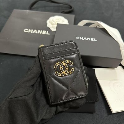 二手99新 Chanel 19拉鍊零錢包（金釦）新版晶片款