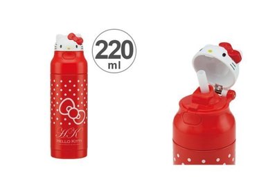 日本 Skater Hello Kitty 吸管式不鏽鋼保冷瓶 造型水壺 兒童水壺220ml