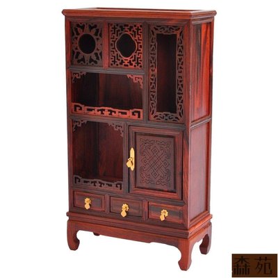 熱銷  中國風禮品模型家具擺件古典紅木家具紅酸枝多寶格西洋花紋柜格dyhm-212