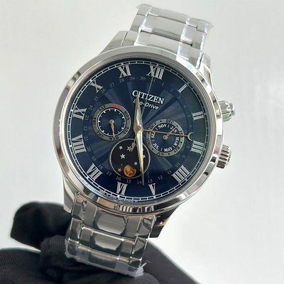 現貨 CITIZEN AP1050-81L 星辰錶 手錶 42mm 光動能 月相 藍色面盤 不鏽鋼錶帶 男錶女錶
