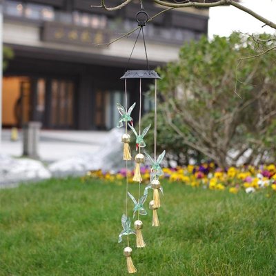 太陽能風鈴燈蜂鳥鈴鐺庭院裝飾太陽能燈戶外防水景觀掛件氛圍