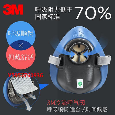 防毒面具3M防毒面具防工業粉塵噴漆化工異味裝修打磨HF52硅膠舒適透氣面罩
