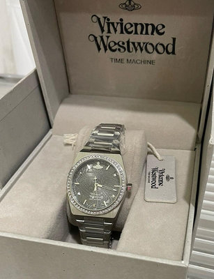 VIVIENNE WESTWOOD Charterhouse 水鑽圈 灰色錶盤 銀色不鏽鋼錶帶 石英 女士手錶 VV244GYSL