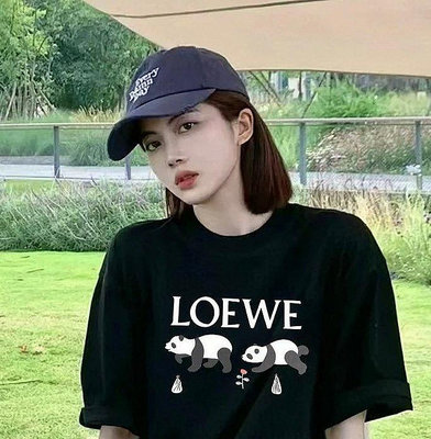 【Koala海購】LOEWE羅意威2024春夏新款熊貓logo圓領短袖T恤