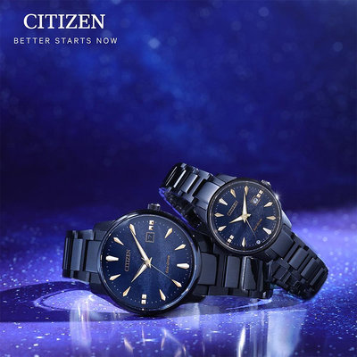 CITIZEN 星辰 廣告款 光動能天川銀河限定款對錶-39.2+29.2mm 禮物(BM7595-89L/EW2595-81L)
