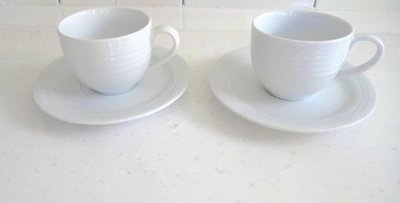 Noritake ARCTIC WHITE 純白 咖啡杯 對杯 2杯2盤 下午茶首選