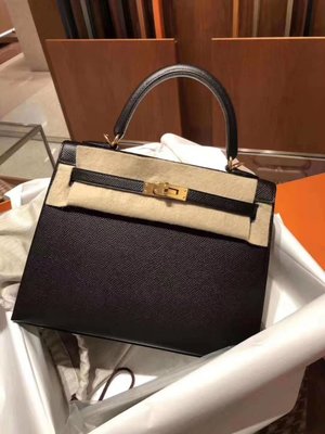 【Luxury Room極盡奢華】保證專櫃真品Hermes正品 愛馬仕Kelly 28cm 經典 黑色 金釦 超美Epsom皮 歐美明星最愛 全新 購證齊全