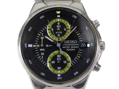 三眼錶 [SEIKO 060656] 精工圓形賽車錶[黑色面]中性/時尚/軍錶
