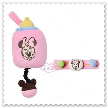 ♥小公主日本精品♥《Disney》迪士尼 米妮 奶瓶音樂鈴 安撫鈴 成長音樂鈴 粉色 造型玩具 50093502
