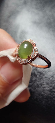 碧玉蘋果綠戒指 玉質過燈 和闐玉細料 珠寶玉石指環飾品 92