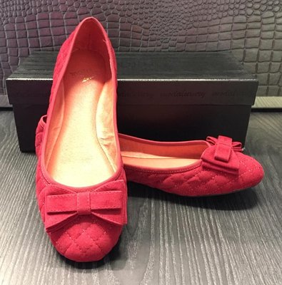 Moda Luxury 紅色菱格紋娃娃鞋